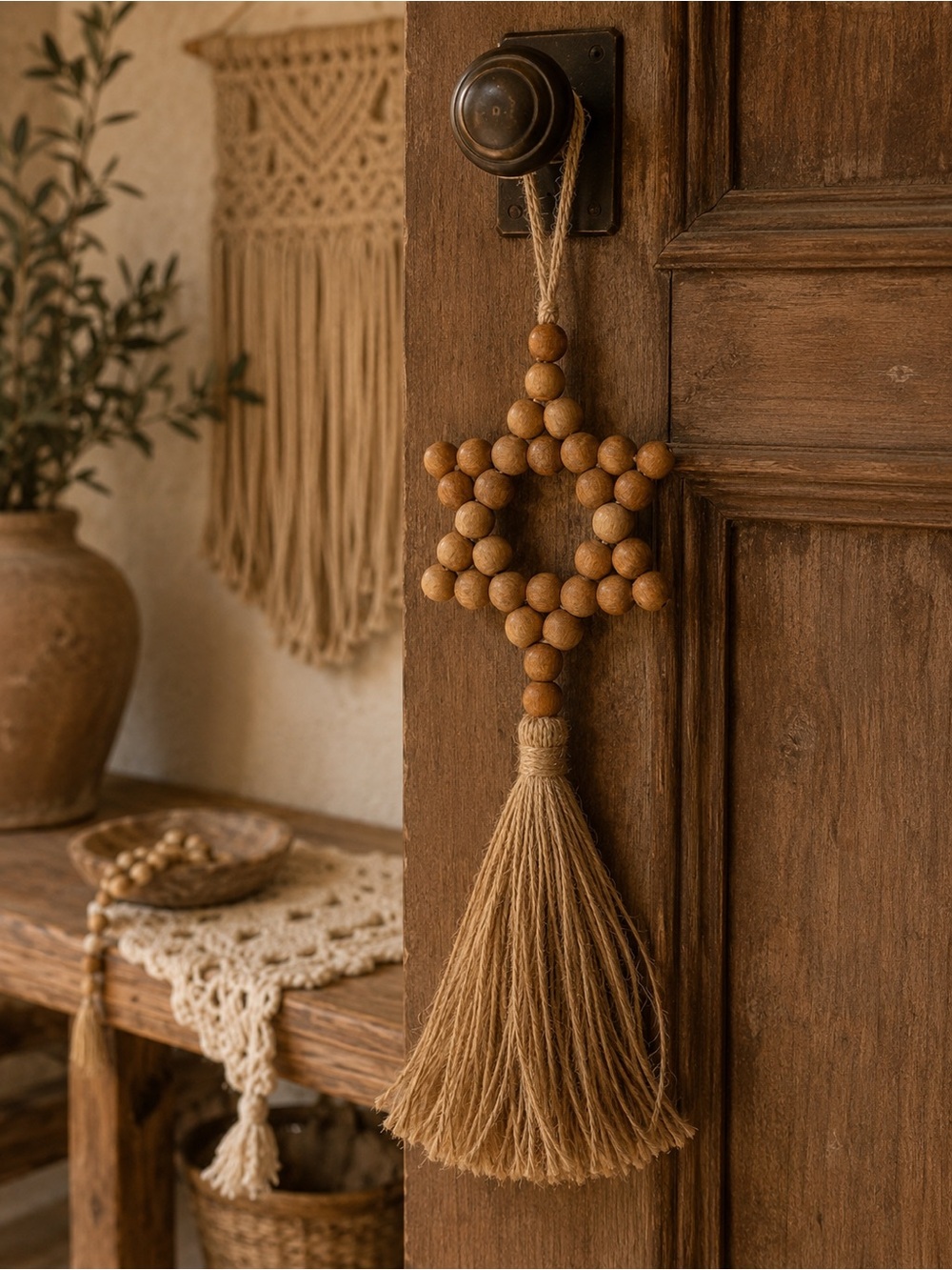 Allstate Rustic Boho Wooden Bead Tassel Decor‎